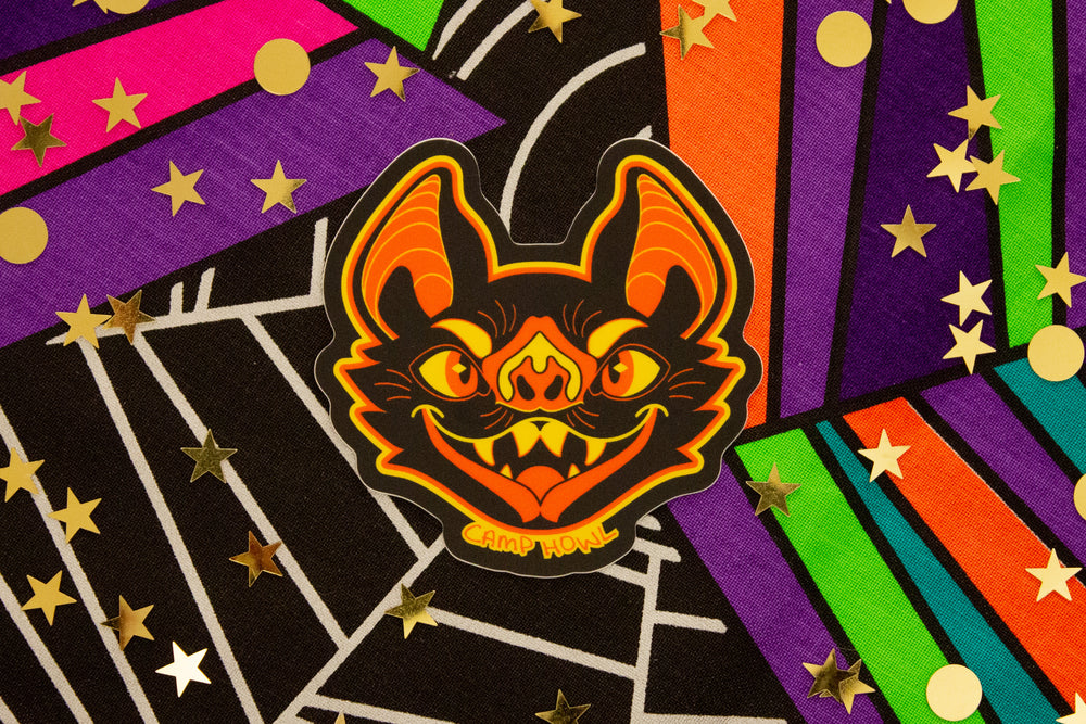 Vintage Halloween Vampire Bat Matte Vinyl Sticker