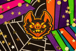 Vintage Halloween Vampire Bat Matte Vinyl Sticker
