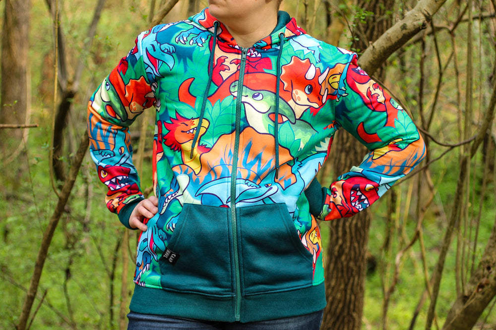 FINAL STOCK* All Over Print Dinosaur Hoodie – CAMP HOWL