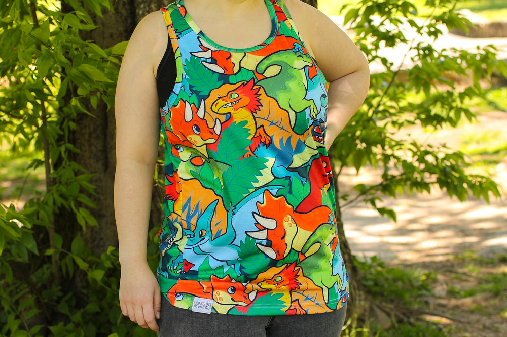 
            
                Load image into Gallery viewer, All Over Patterned Dinosaur Tank Top
            
        