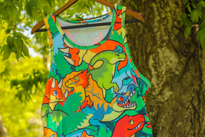 
            
                Load image into Gallery viewer, All Over Patterned Dinosaur Tank Top
            
        