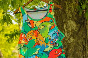 All Over Patterned Dinosaur Tank Top