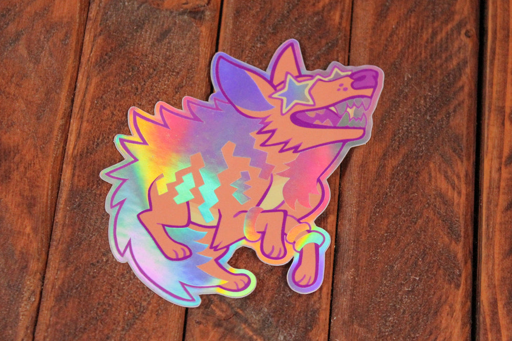 
            
                Load image into Gallery viewer, Hyped Hyena Holographic Sticker
            
        