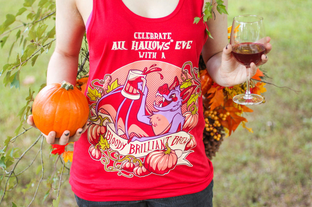 
            
                Load image into Gallery viewer, Red &amp;quot;Bloody Brilliant Brew&amp;quot; Tank Top
            
        